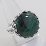 Natural Malachite Silver Ring