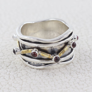 Garnet Ring 925 Sterling Silver