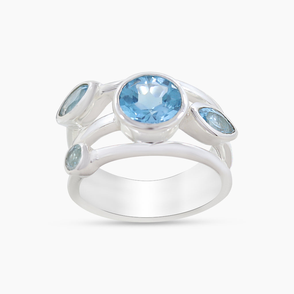 Blue Topaz gemstone  Silver Ring
