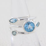 Blue Topaz gemstone  Silver Ring