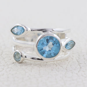 Blue Topaz gemstone  Silver Ring
