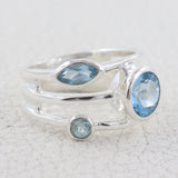 Blue Topaz gemstone  Silver Ring