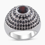 Garnet & Black Onyx Silver Rings