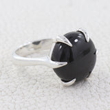 Black Onyx Round Ring-925 Solid Silver Ring