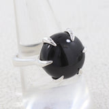 Black Onyx Round Ring-925 Solid Silver Ring