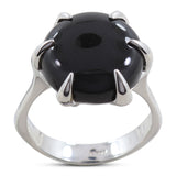 Black Onyx Round Ring-925 Solid Silver Ring