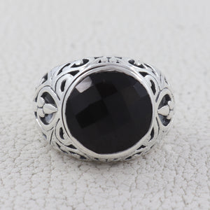Natural Black Onyx  925 Sterling Silver ring