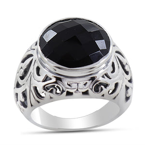 Natural Black Onyx  925 Sterling Silver ring