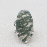 Green Moss Agate Silver Ring