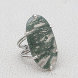 Green Moss Agate Silver Ring