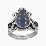 Rainbow Moonstone Silver Rings