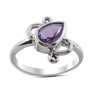 Natural Amethyst Silver Ring