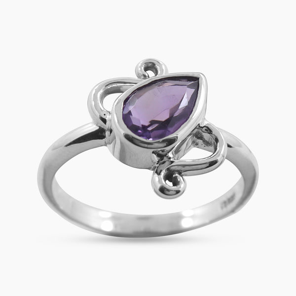 Natural Amethyst Silver Ring
