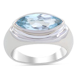 Blue Topaz Marquise Gemstone Sterling Silver Ring Jewelry