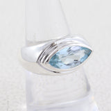 Blue Topaz Marquise Gemstone Sterling Silver Ring Jewelry