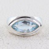 Blue Topaz Marquise Gemstone Sterling Silver Ring Jewelry