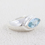 Blue Topaz Marquise Gemstone Sterling Silver Ring Jewelry