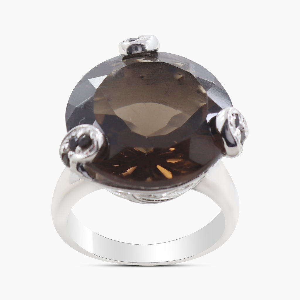 Smoky Quartz Silver Rings