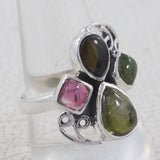 Multicolor Tourmaline Silver ring