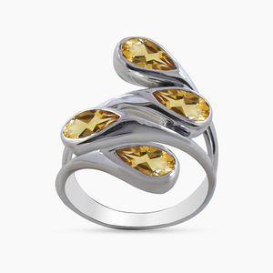 Natural Citrine Silver Ring