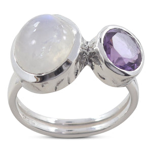 Rainbow Moonstone Silver Ring