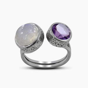 Rainbow Moonstone Silver Rings