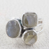 Rainbow Moonstone  Silver Ring