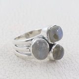 Rainbow Moonstone  Silver Ring