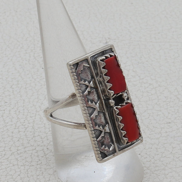 925 Sterling Silver Red Coral Ring