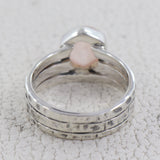 Natural Hexagon Cut Rose Quartz Sterling Silver Ring Jewelry