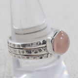 Natural Hexagon Cut Rose Quartz Sterling Silver Ring Jewelry