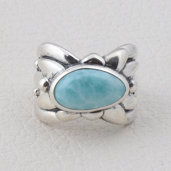 925 Sterling Silver Larimar Ring
