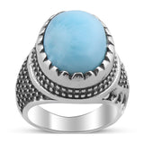 Larimar Gemstone 925 Sterling Silver Ring