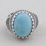 Larimar Gemstone 925 Sterling Silver Ring