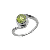 Citrine Gemstone Bypass Sterling Silver Ring