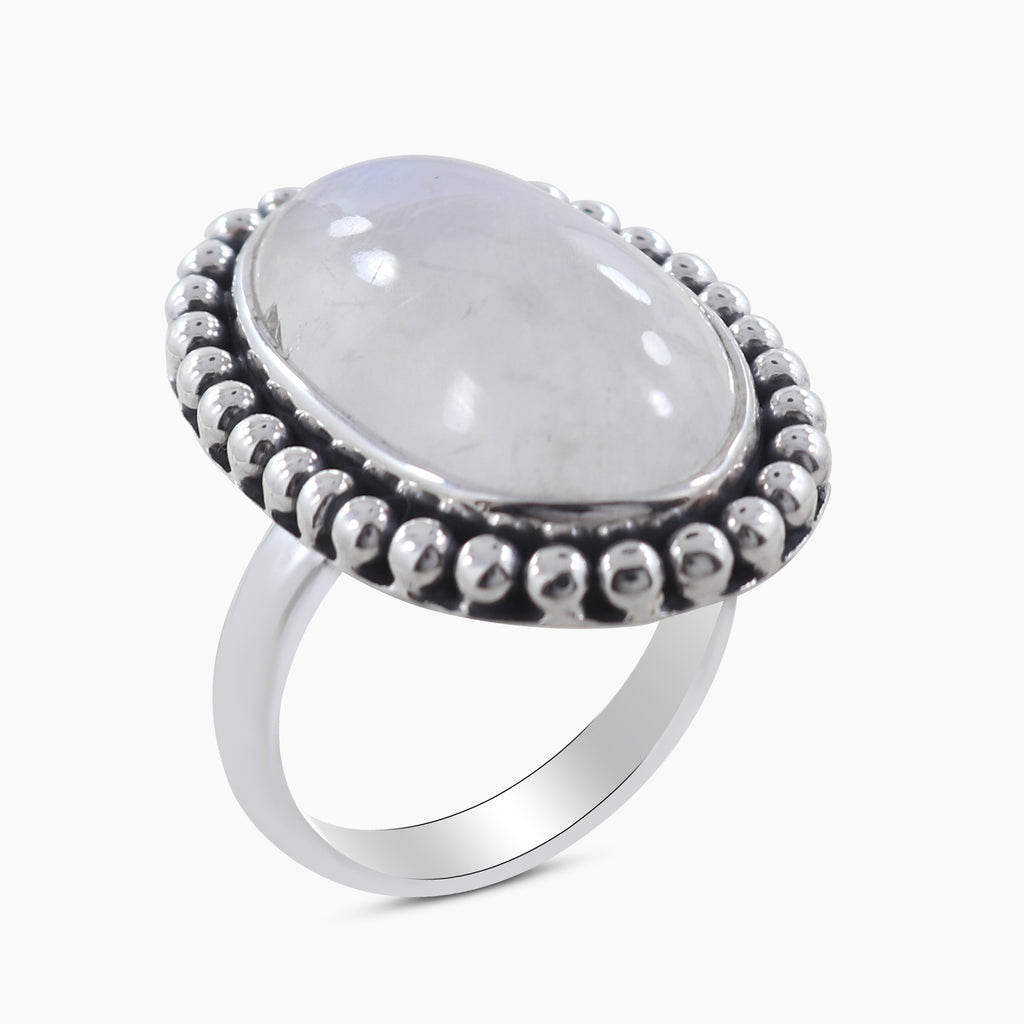 Rainbow Moonstone Silver Rings
