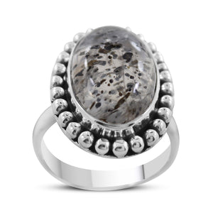 Black Rutile Quartz Silver Rings