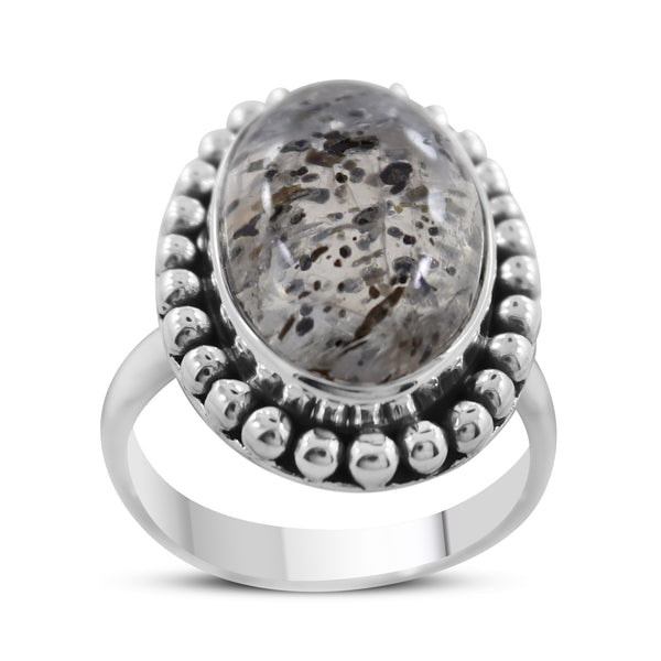 Black Rutile Quartz Silver Rings