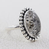 Black Rutile Quartz Silver Ring