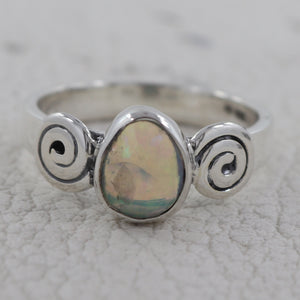 Natural Ethiopian Opal Silver Rings