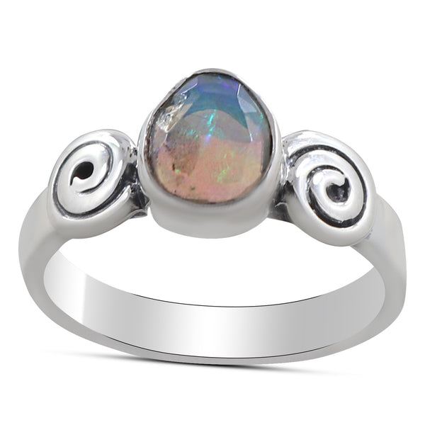 Natural Ethiopian Opal Silver Rings
