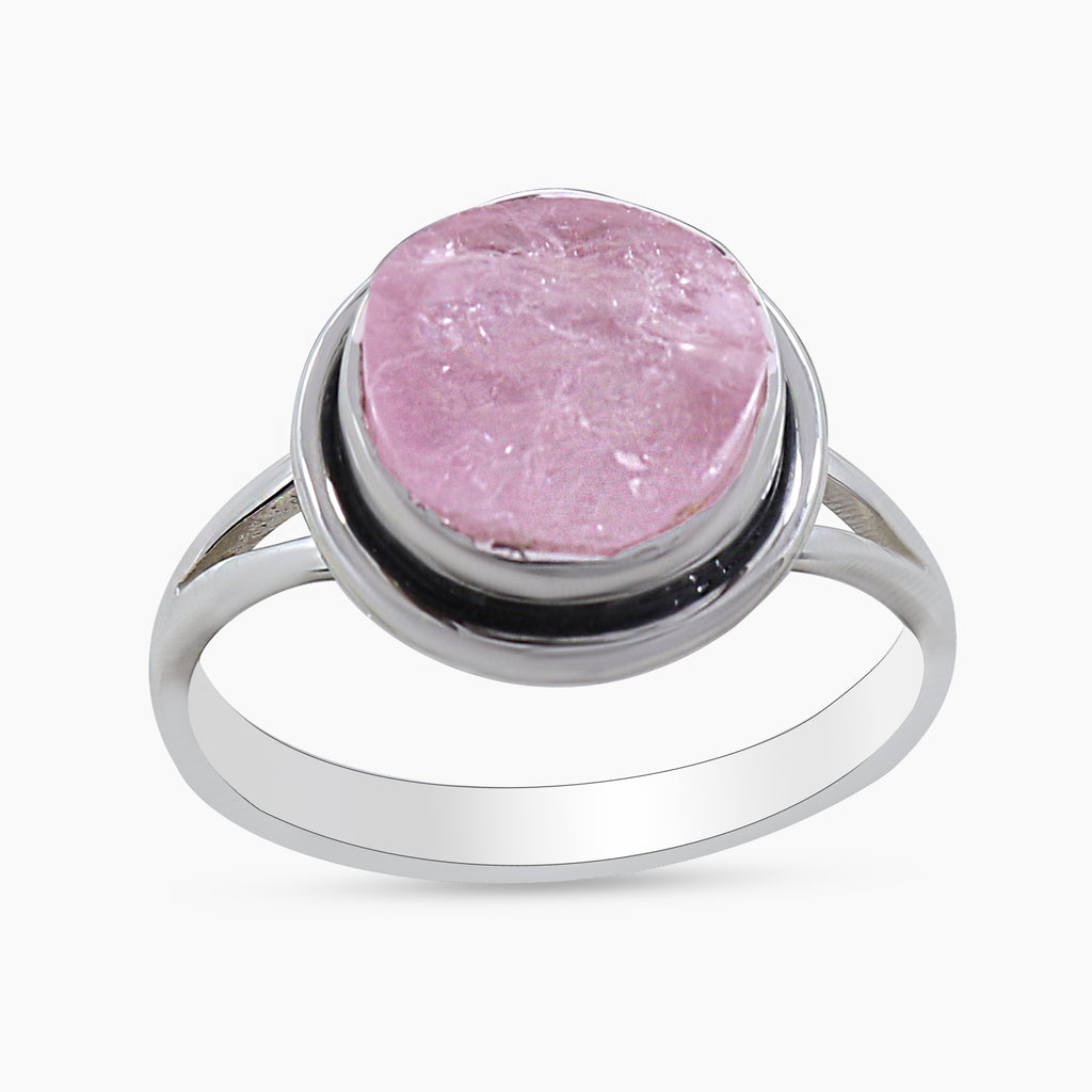 January Birthstone Rose Quartz Silver Rings