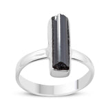 Black Tourmaline Silver Plain Ring