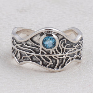 925 Silver Blue Topaz Ring