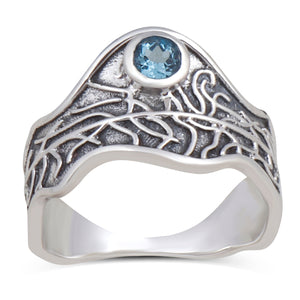 925 Silver Blue Topaz Ring
