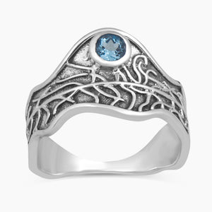 925 Silver Blue Topaz Rings