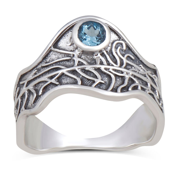 925 Silver Blue Topaz Ring