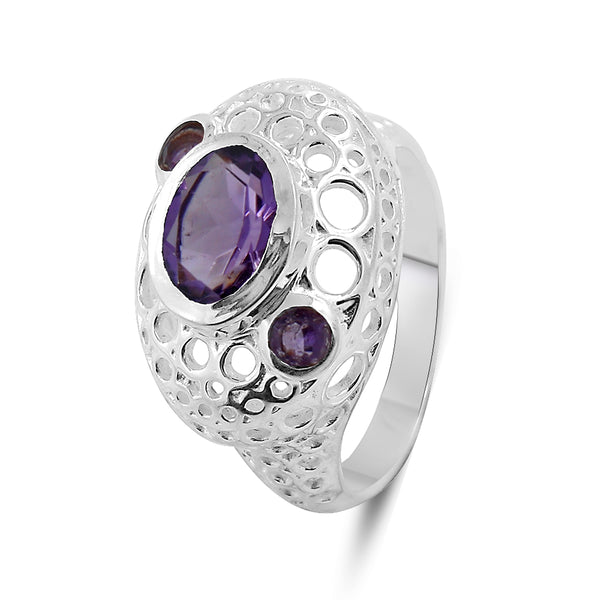 Natural Amethyst 925 Sterling Silver Ring