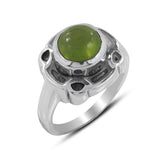 Idocrase Cabochon Gemstone Designer 925 Silver Ring