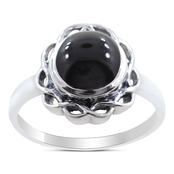 Black Onyx Silver Designer Rings